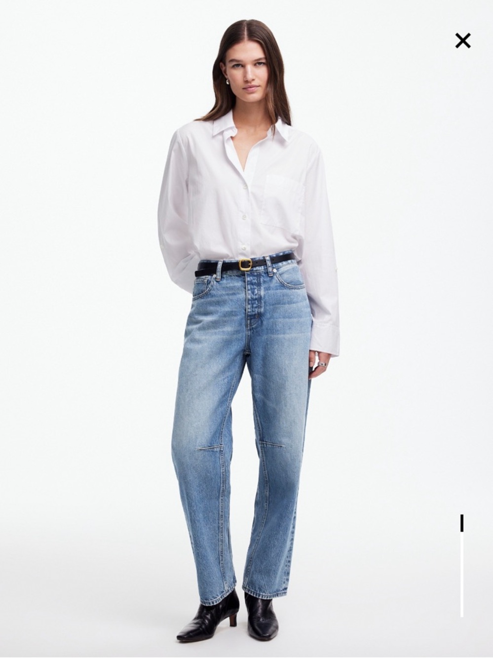 Madewell The Darted Barrel-Leg Jean in Dobbins Wash 31 100% cotton denim